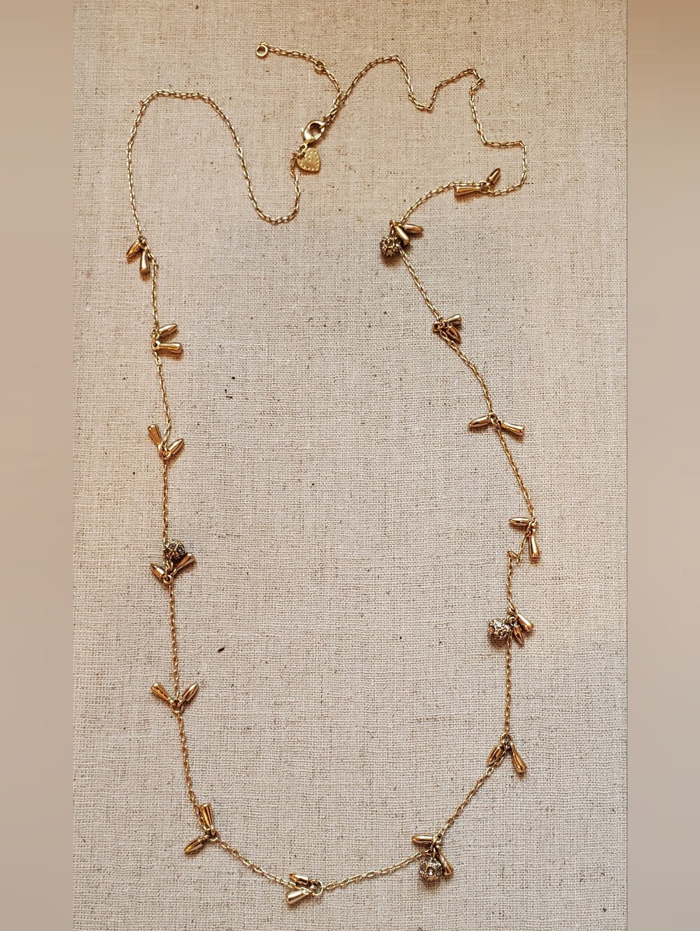 Stella & Dot Renegade Long Station Necklace Gold Spike & Crystal Pave Layering